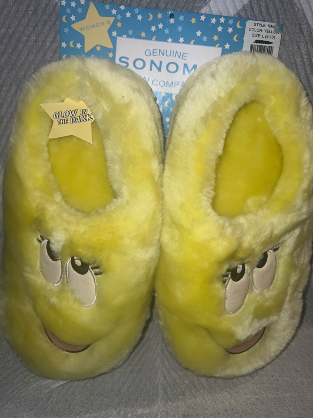 SONOMA Yellow Plush Glow-in-the-Dark Character One-Piece Slippers